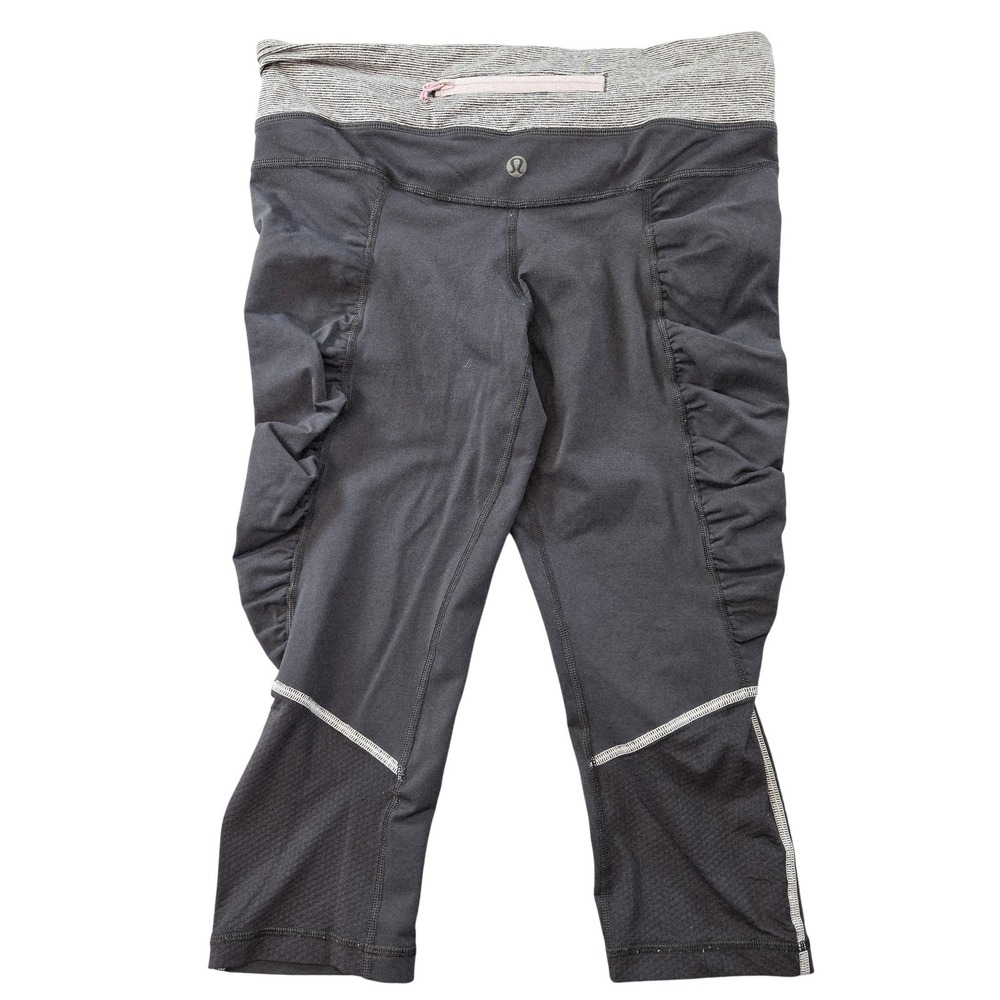 Lululemon Leggings Womens‎ 6 Black Capri Pockets Zip Pocket High Rise Yoga